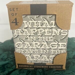 CARSON SET OF 4 NATURAL CORK BACK ABSORBENT STONEWARE COASTERS